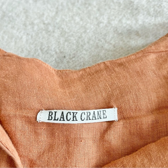 Black crane linen rust midi-maxi dress - Picture 10 of 12